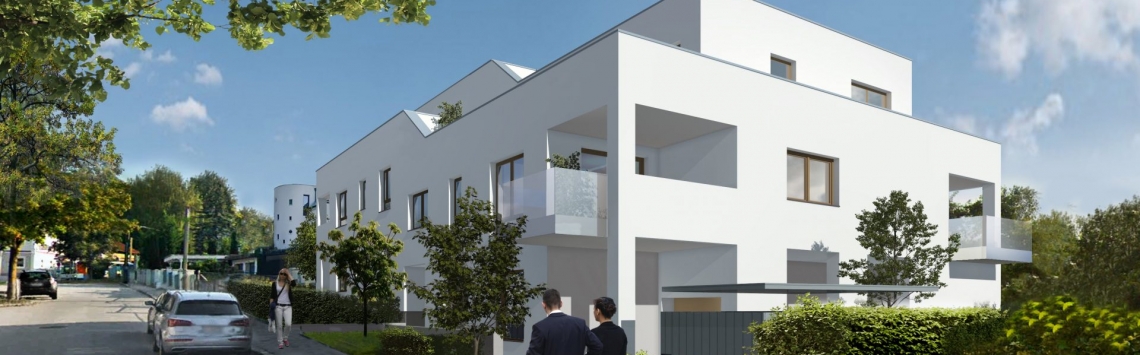 Westansicht - Eigentumswohnungen in Leonding - Hentschläger Immobilien - Wohnen in Leonding - Zentrum  Eigentumswohnungen in Leonding - Hentschläger Immobilien - Wohnen in Leonding - Zentrum