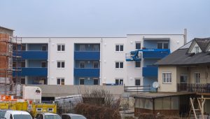 Baufortschritt Schwertberg - Mietwohnungen für die egw - 3 Wohnhäuser - Fassade fertig- Hentschläger Bau